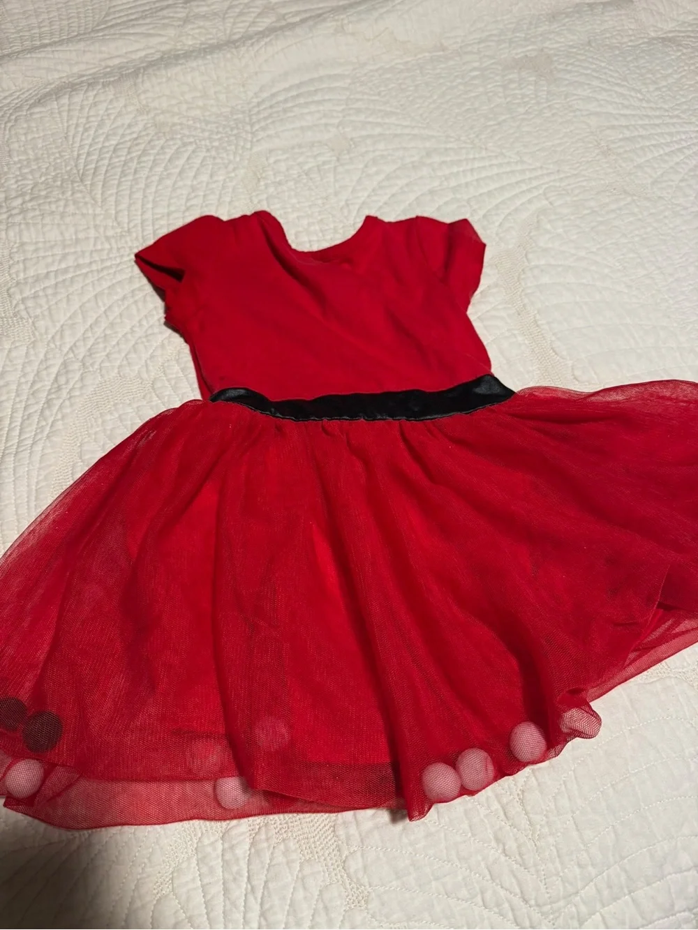 Red Toddler Dress with Black Bow